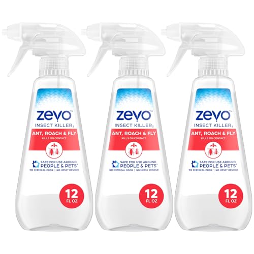 Version 1.0.0 Zevo Multi-Insect Bug Killer Spray, for Ant, Fly, Spider & Roach, 3 Bottles Kills Ants, Roaches, Spiders, Flies, Gnats & Crickets, Rosemary & Cornmint Oil, Safe Around Pets*, Indoor & Outdoor
