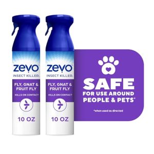 Zevo Flying Insect Bug Aerosol Spray, Kills Flies & Fruit Flies, 2 Bottles Kills Fruit Flies, Gnats, House Flies, Drain Flies, & Mosquitoes Indoor & Outdoor, Mint & Rosemary Oil, Safe Around Pets*