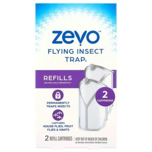 Zevo Flying Insect Refills for Indoor Light Trap: Light Trap Refill Cartridges Capture Fruit Flies, Gnats and Houseflies (2 Refill Cartridge)