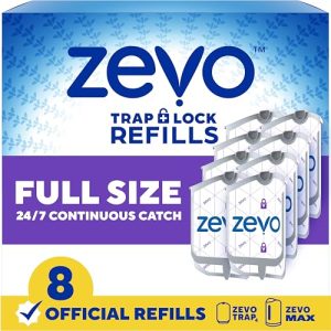 Version 1.0.0 Zevo Flying Insect Trap Refill Cartridges for Fruit Flies & Gnats, 8 Count Fits Zevo MAX & Zevo Flying Insect Trap, Catches House Flies, Gnats & Fruit Flies 24/7, No Added Fragrance or Dyes