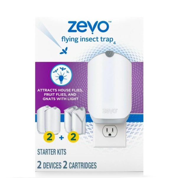 Version 1.0.0 Zevo Flying Insect Trap Refill Cartridges, Fly Trap, Fruit Fly Trap (2 Device & 2 Refill Cartridges)