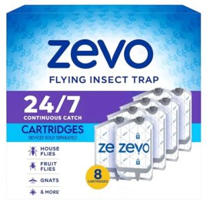 Zevo Plug-in Flying Insect Trap Refill Pack, 8 Authentic Cartridges for Indoor Spaces
